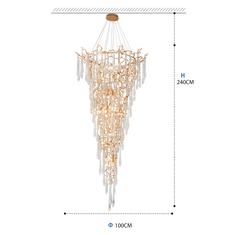 Cecily Crystal Branch Chandelier H 94.49" - Joyfuzzy