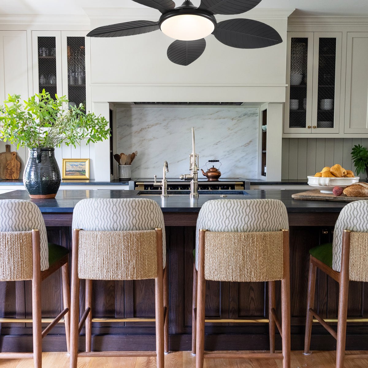 Ceiling Fan Palm Leaf Ceiling Fan 6 Speeds Reversible Ceiling Fans with Lights 48" - Joyfuzzy