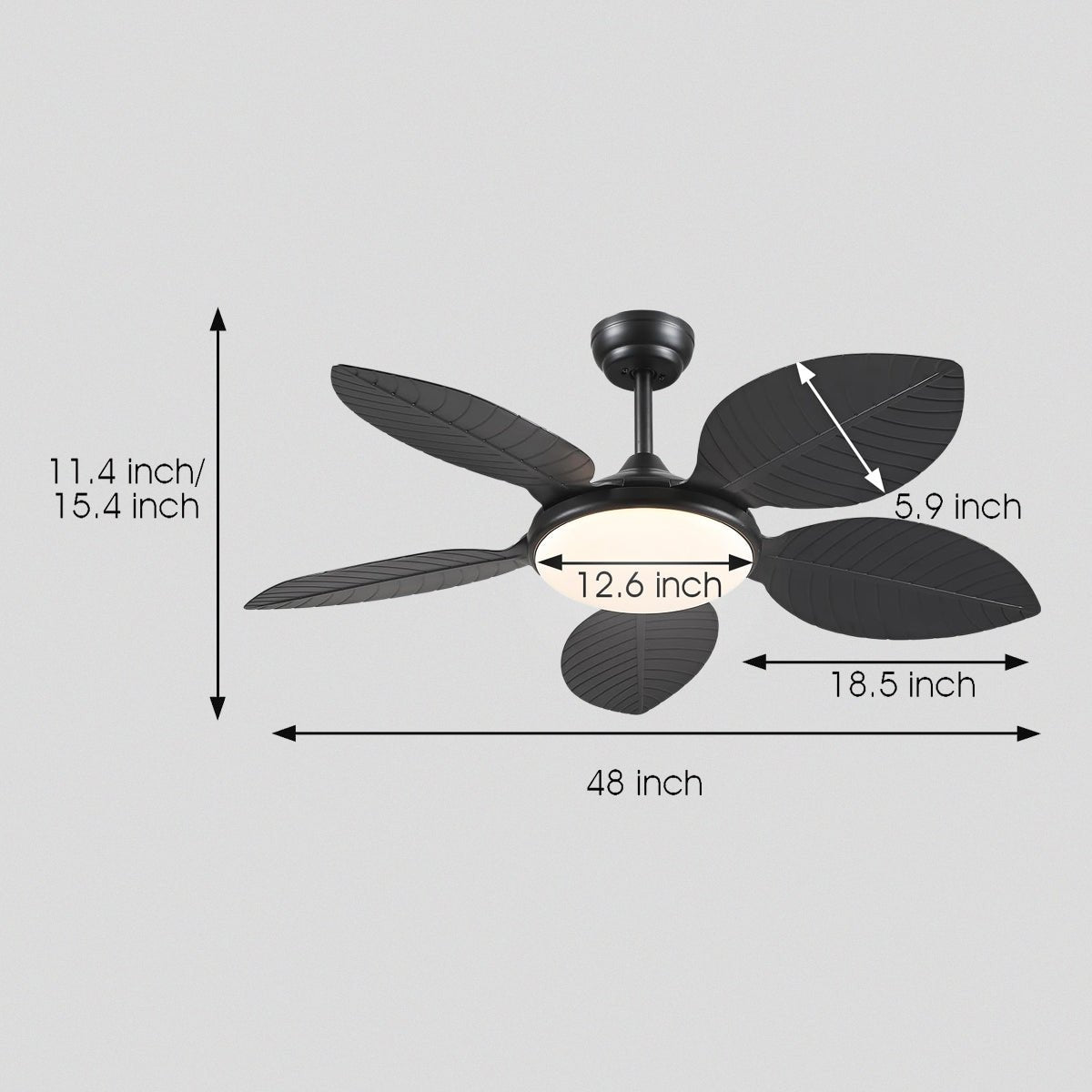 Ceiling Fan Palm Leaf Ceiling Fan 6 Speeds Reversible Ceiling Fans with Lights 48" - Joyfuzzy