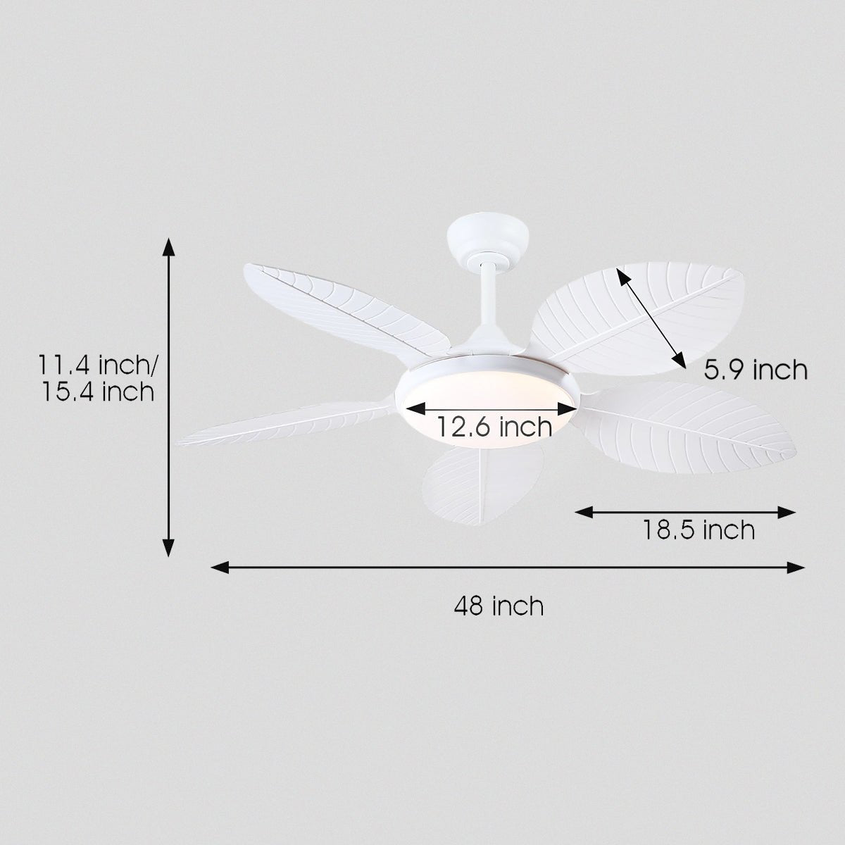 Ceiling Fan Palm Leaf Ceiling Fan 6 Speeds Reversible Ceiling Fans with Lights 48" - Joyfuzzy