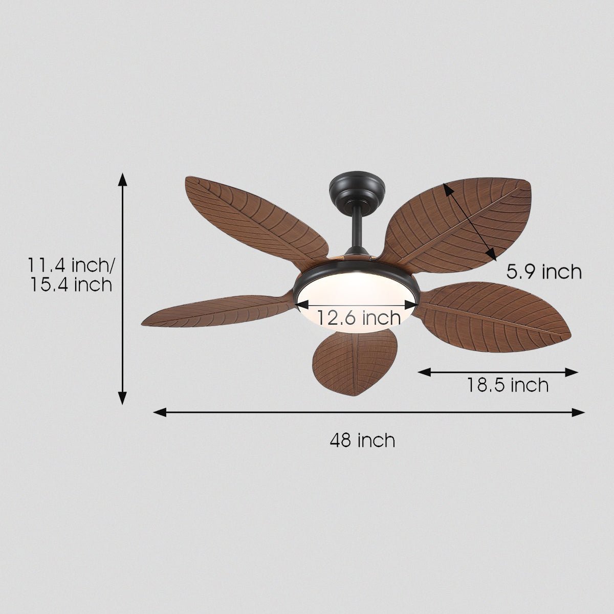 Ceiling Fan Palm Leaf Ceiling Fan 6 Speeds Reversible Ceiling Fans with Lights 48" - Joyfuzzy