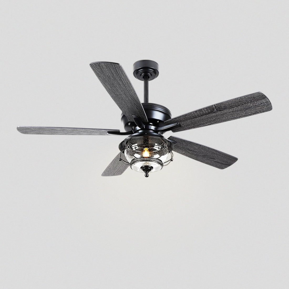 Ceiling Fans with Light and Remote Waterproof Wet Rated Ceiling Fan, 6 Speeds Modern Black Fan Lights 52" - Joyfuzzy
