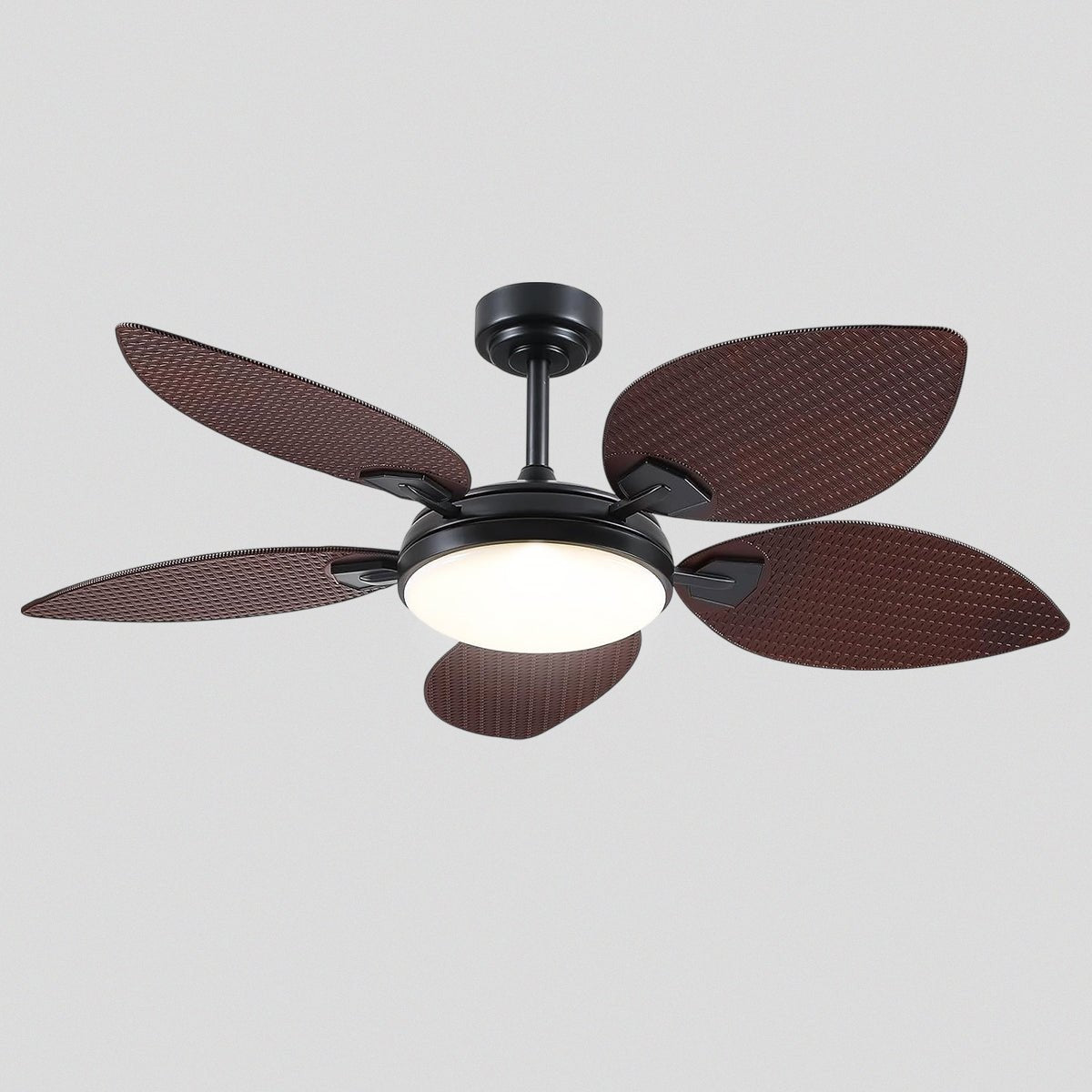 Ceiling Fans with Lights Palm Leaf Ceiling Fan for Patios Porch 6 Speeds, Reversible 52" - Joyfuzzy