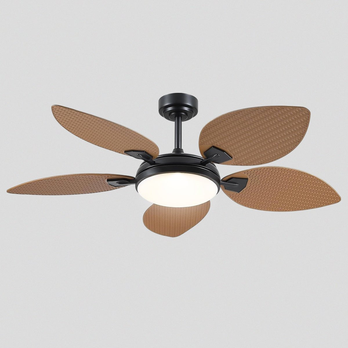 Ceiling Fans with Lights Palm Leaf Ceiling Fan for Patios Porch 6 Speeds, Reversible 52" - Joyfuzzy