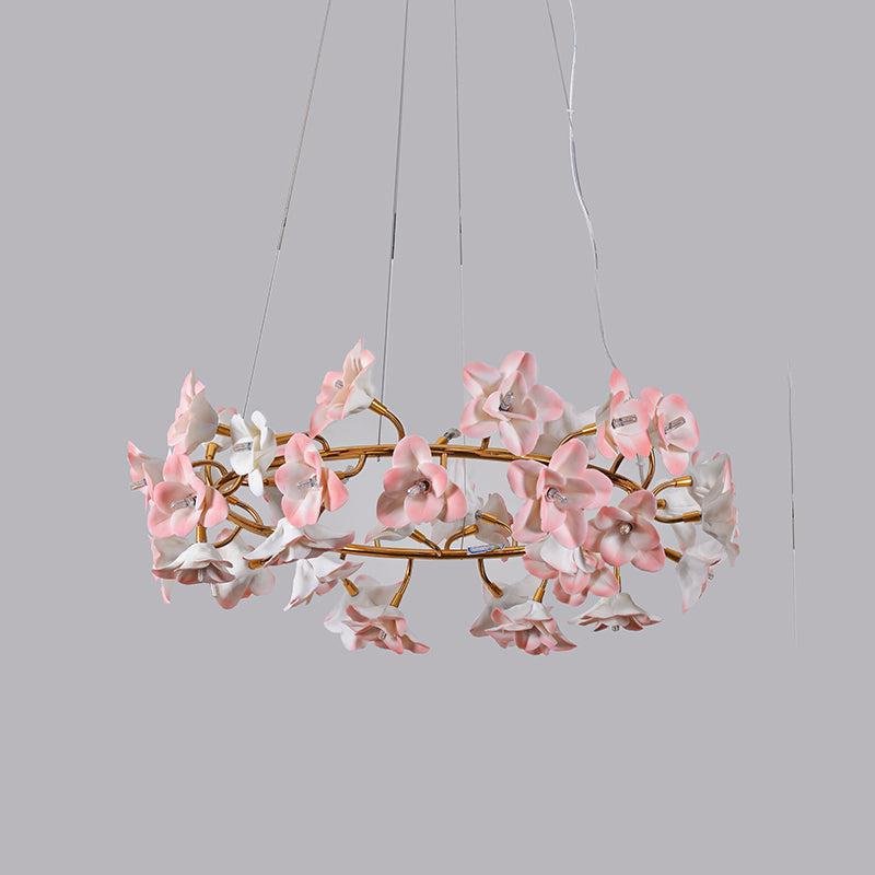 Ceramic Blossom Flower Round Bedroom Chandelier - Joyfuzzy