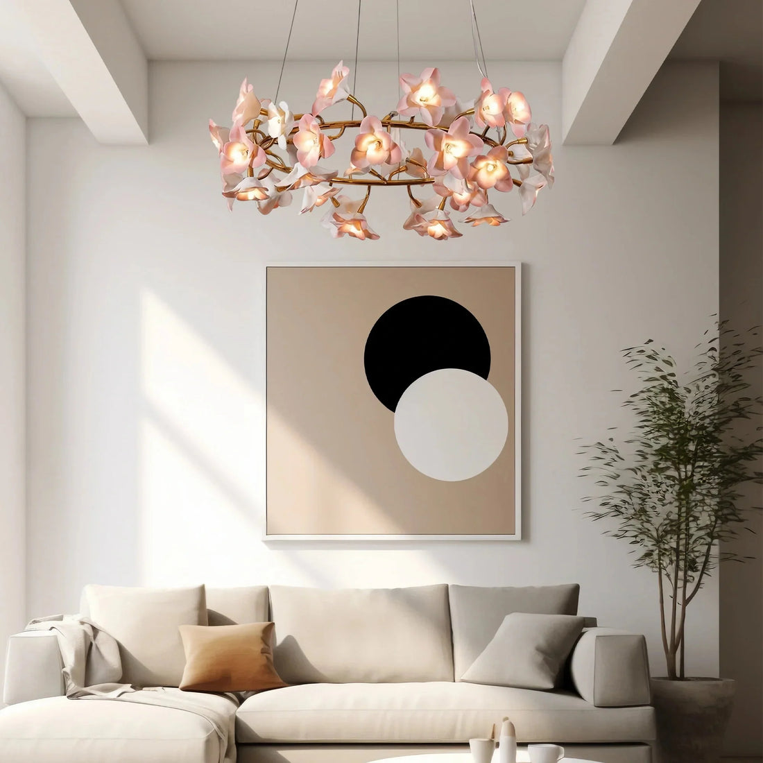 Ceramic Blossom Flower Round Bedroom Chandelier - Joyfuzzy