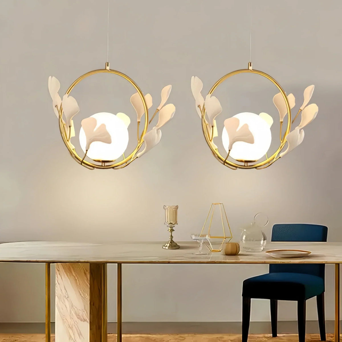 Ceramic Gingko Pendant Lamp-