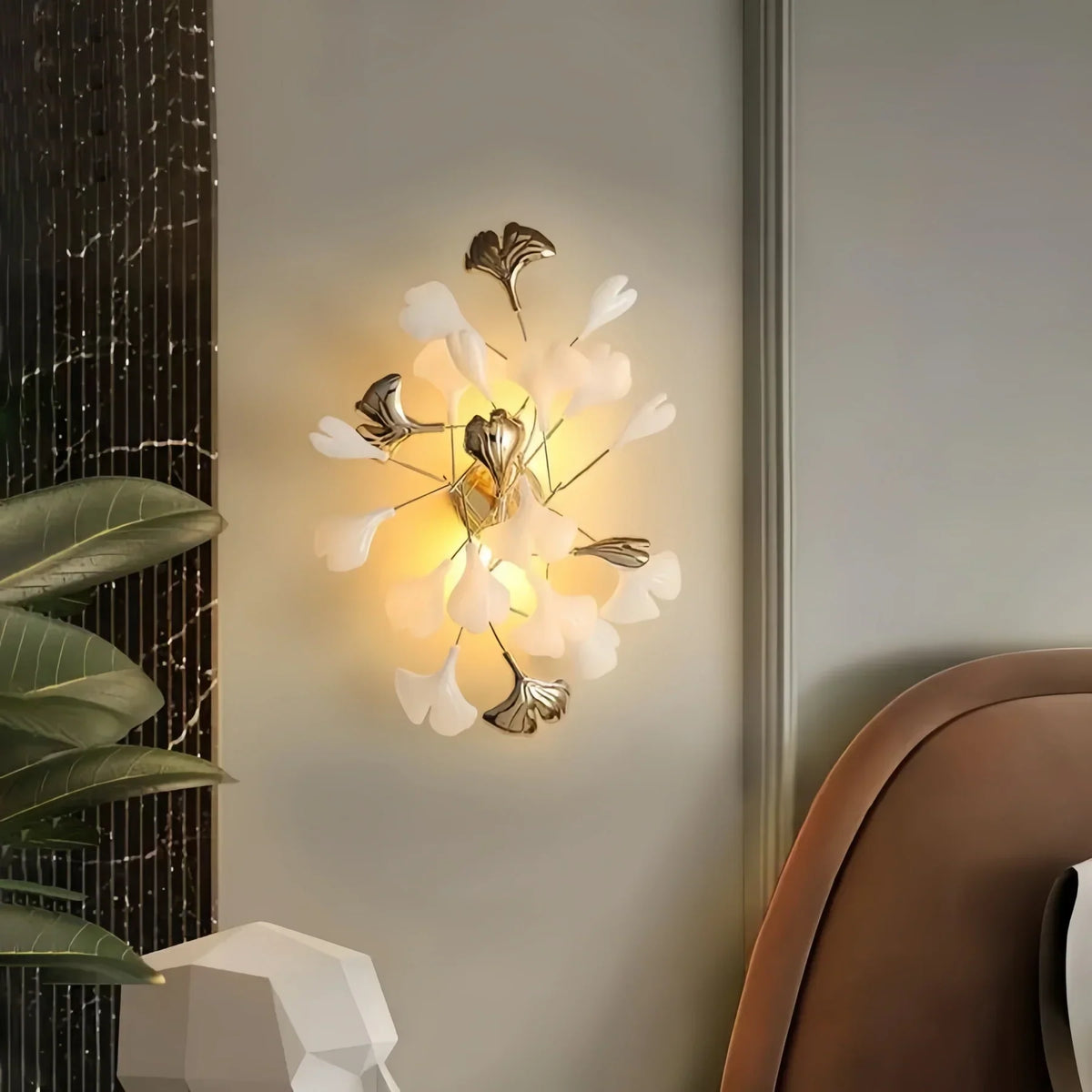 Ceramic Gingko Wall Lamp-