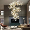 Ceramic Ginkgo Cascading B (Spiral) Branch Chandelier-