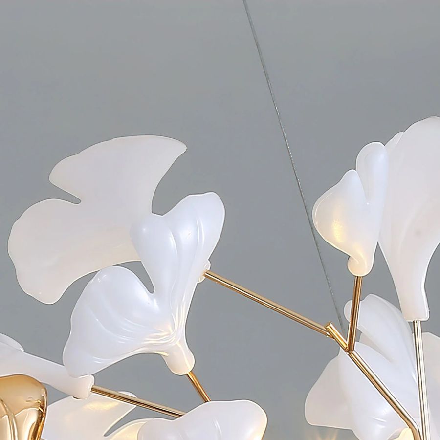 Ceramic Ginkgo Cascading Chandelier - 79"HAll white leavesJoyfuzzy