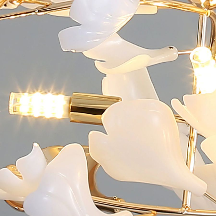 Ceramic Ginkgo Cascading Chandelier - 79"HAll white leavesJoyfuzzy
