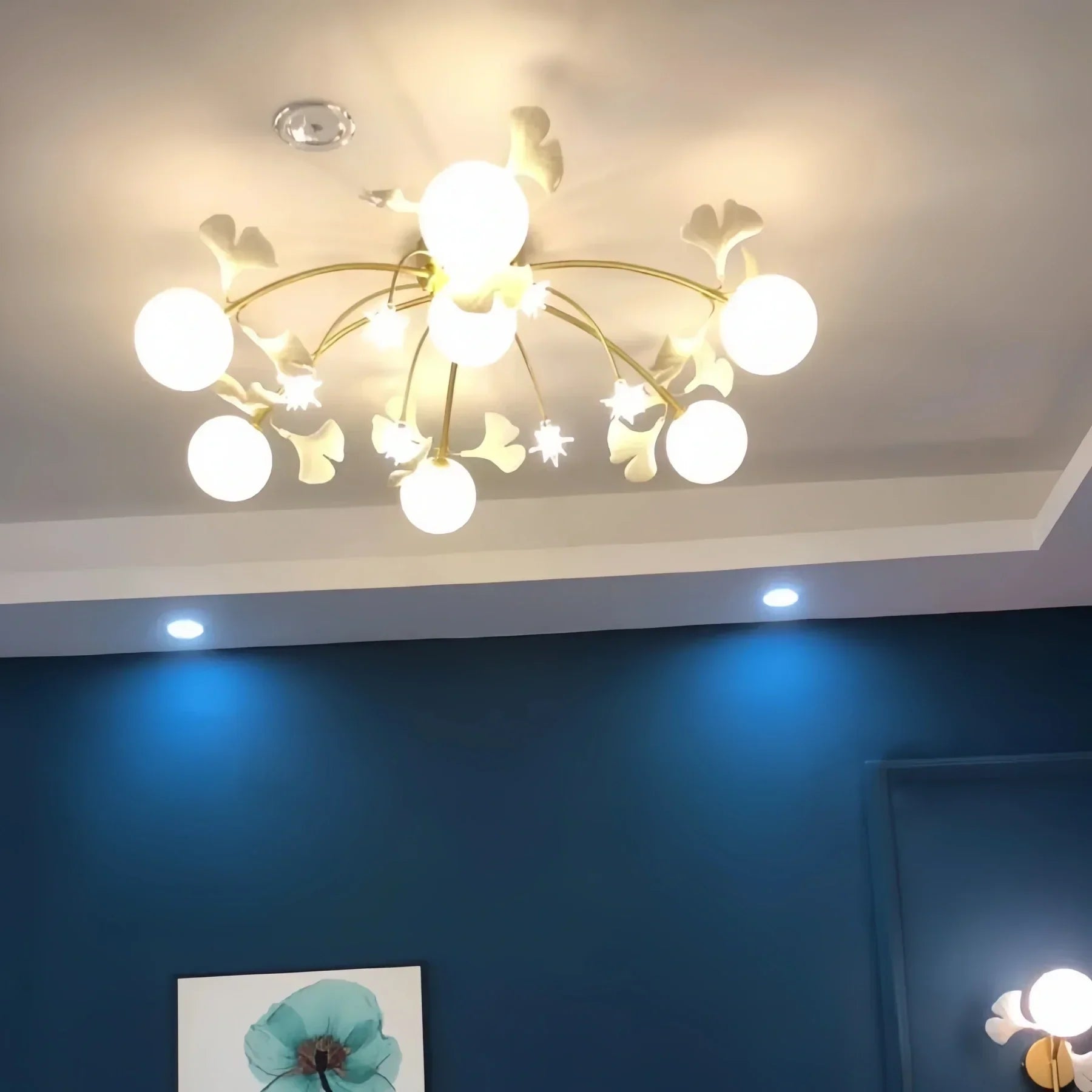 Ceramic Ginkgo Glass Ceiling Lamp-