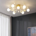 Ceramic Ginkgo Glass Ceiling Lamp-7+6 Heads 39.4