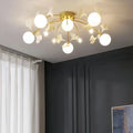 Ceramic Ginkgo Glass Ceiling Lamp-6+5 Heads 39.4