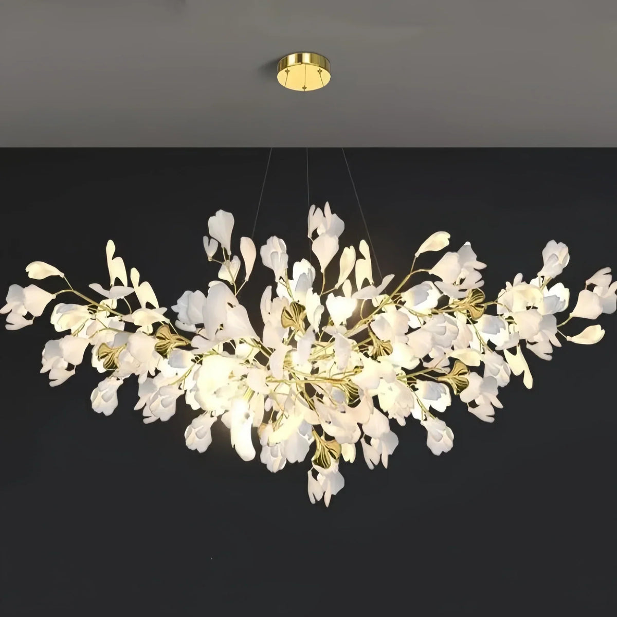 Ceramic Ginkgo Linear Branch Chandelier-