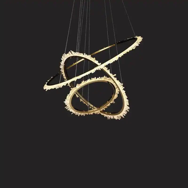 Cervine Modern Rock Crystal Ring Round Chandelier Cluster - Joyfuzzy