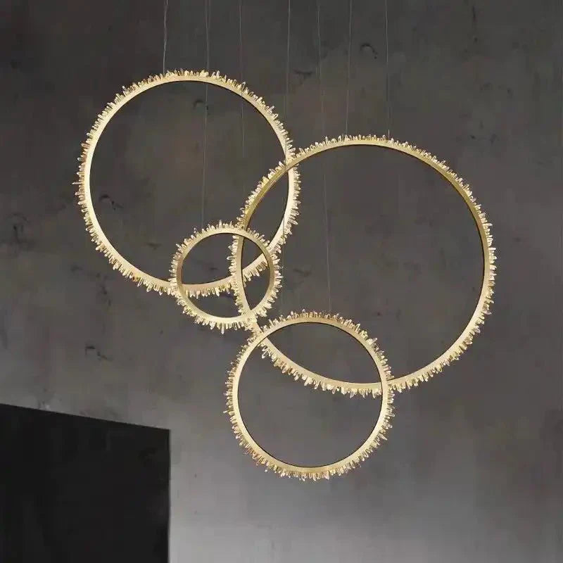 Cervine Modern Rock Crystal Ring Round Chandelier Cluster - Joyfuzzy