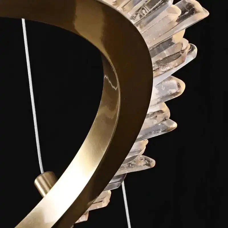 Cervine Modern Rock Crystal Ring Round Chandelier Cluster - Joyfuzzy