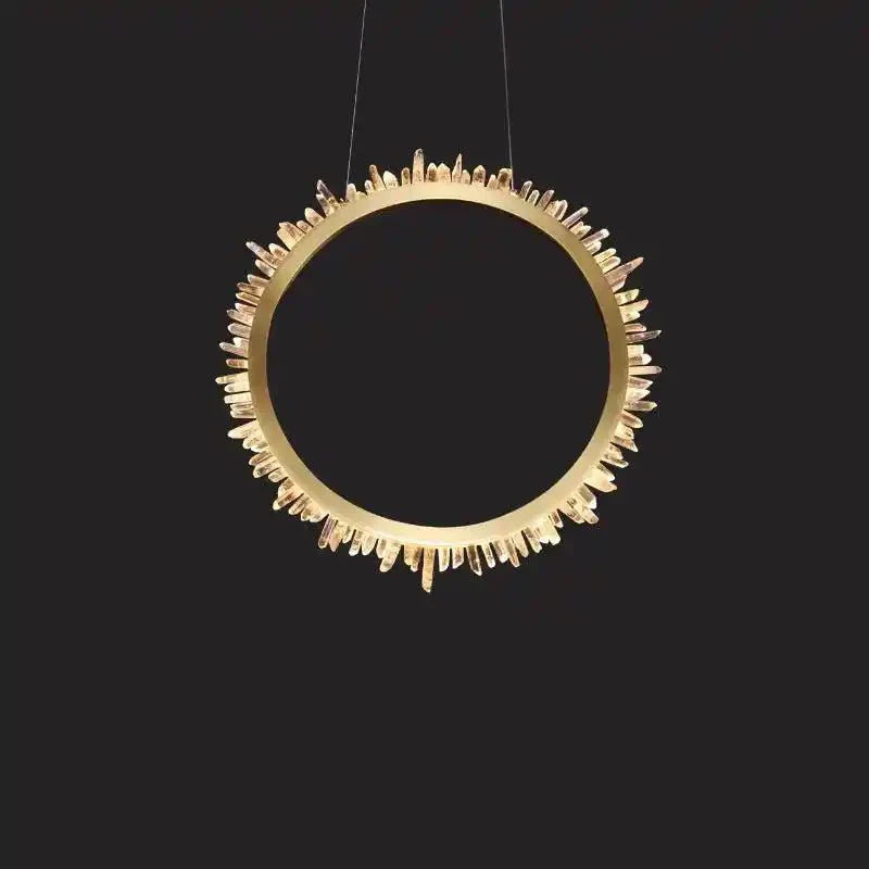 Cervine Modern Rock Crystal Ring Round Chandelier Cluster - Joyfuzzy