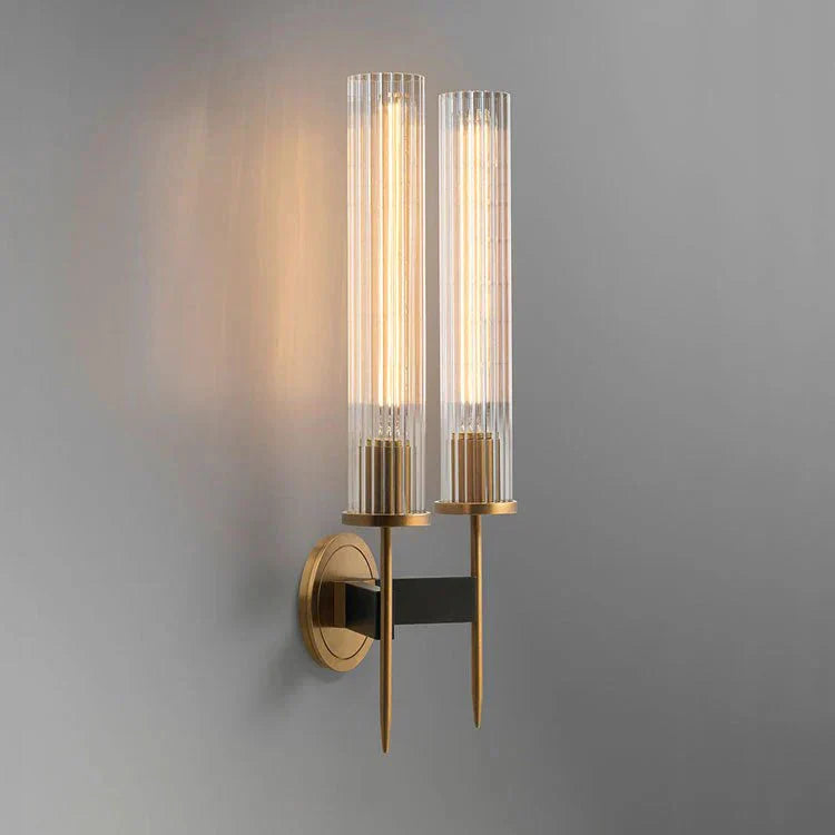 Chevelle Double Sconce, Modern Solid Brass Glass Wall Lamp - Joyfuzzy