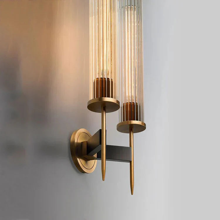 Chevelle Double Sconce, Modern Solid Brass Glass Wall Lamp - Joyfuzzy