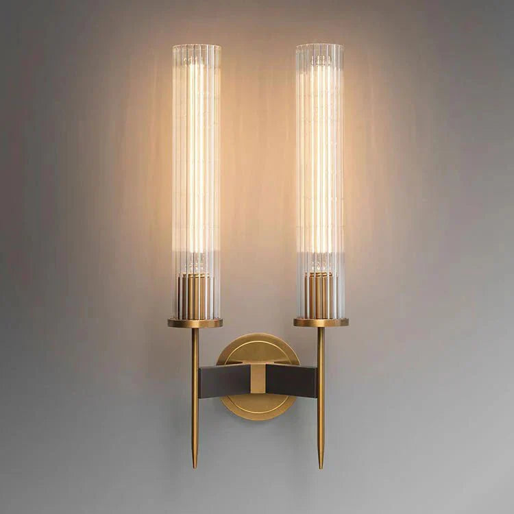 Chevelle Double Sconce, Modern Solid Brass Glass Wall Lamp - Joyfuzzy