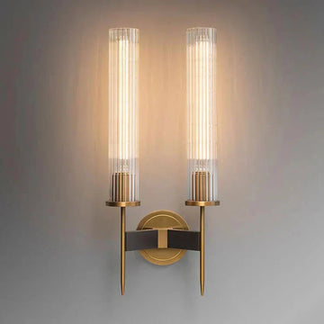 Chevelle Double Sconce, Modern Solid Brass Glass Wall Lamp - Joyfuzzy