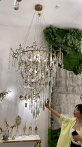 Chic Modern French Branch Copper Crystal Chandelier for Living Room Foyer and Dining Room Lighting - D31.5