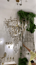 Chic Modern French Branch Copper Crystal Chandelier for Living Room Foyer and Dining Room Lighting - D31.5