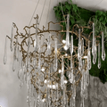 Chic Modern French Branch Copper Crystal Chandelier for Living Room Foyer and Dining Room Lighting - D31.5