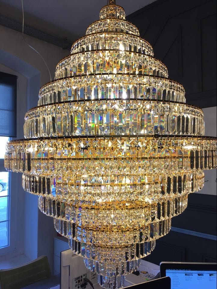 Chrome/ Silver/ Gold Extra Large Chandelier For Foyer Living Room Staircase Crystal Ceiling Lighting Fixture - D19.7"*H23.6"/ 10 LightsGoldWarm LightJoyfuzzy
