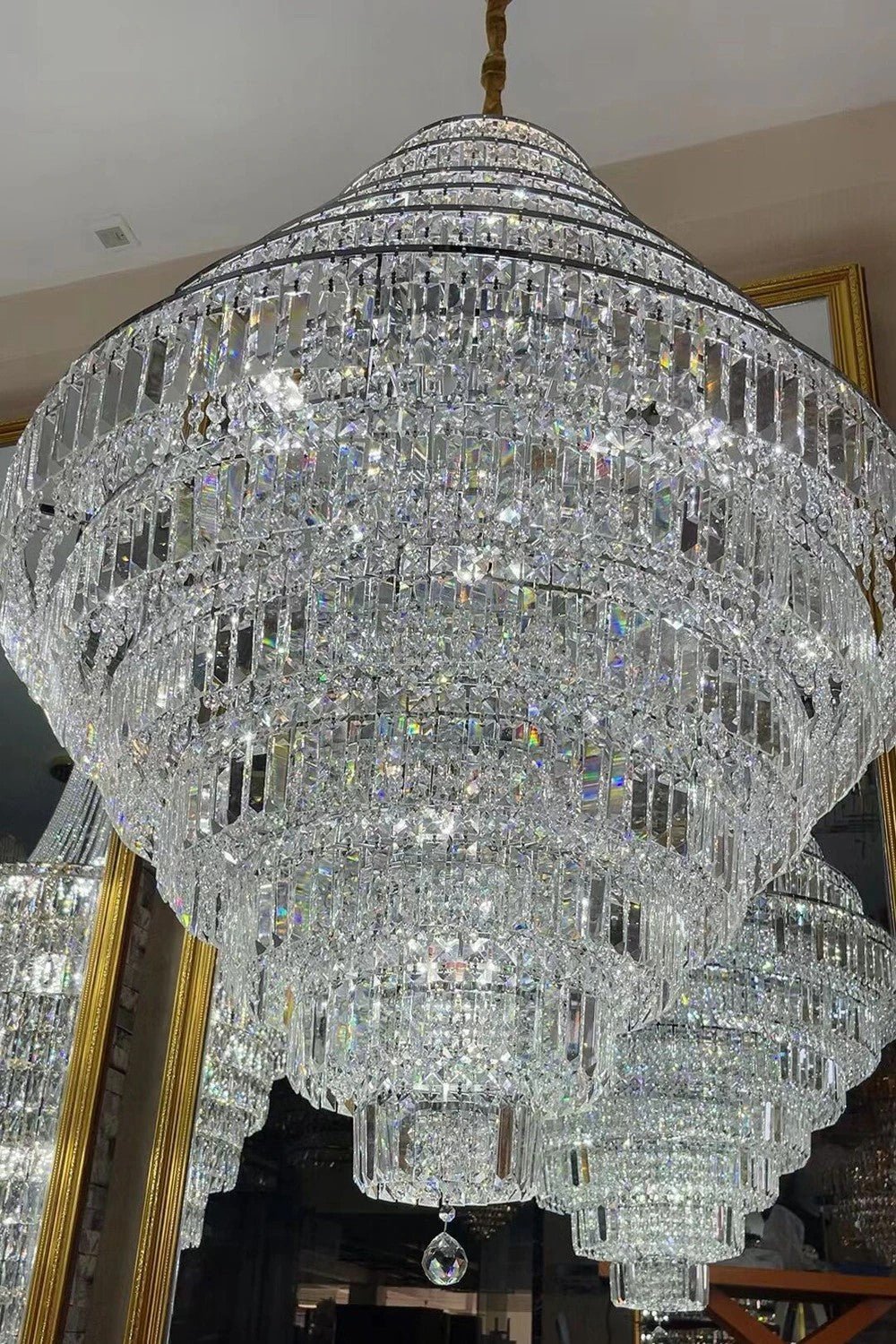Chrome/ Silver/ Gold Extra Large Chandelier For Foyer Living Room Staircase Crystal Ceiling Lighting Fixture - D19.7"*H23.6"/ 10 LightsGoldWarm LightJoyfuzzy