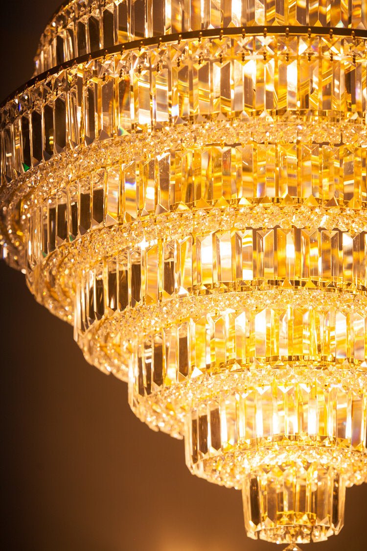 Chrome/ Silver/ Gold Extra Large Chandelier For Foyer Living Room Staircase Crystal Ceiling Lighting Fixture - D19.7"*H23.6"/ 10 LightsGoldWarm LightJoyfuzzy
