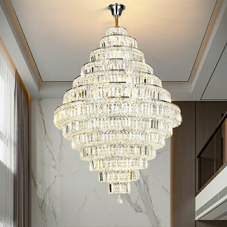 Chrome/ Silver/ Gold Extra Large Chandelier For Foyer Living Room Staircase Crystal Ceiling Lighting Fixture - D19.7"*H23.6"/ 10 LightsChrome/SilverWarm LightJoyfuzzy