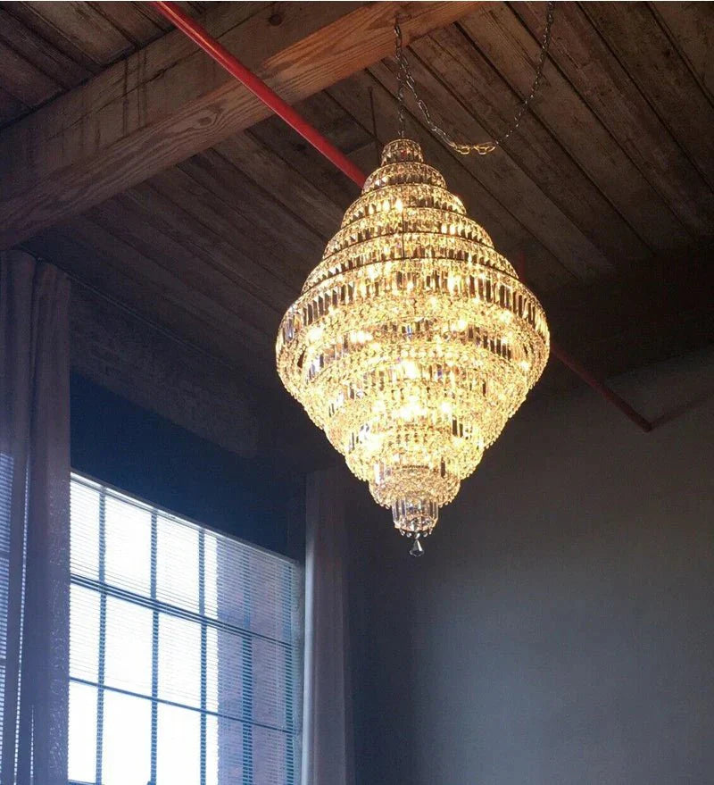 Chrome/ Silver/ Gold Extra Large Chandelier For Foyer Living Room Staircase Crystal Ceiling Lighting Fixture - D19.7"*H23.6"/ 10 LightsChrome/SilverWarm LightJoyfuzzy
