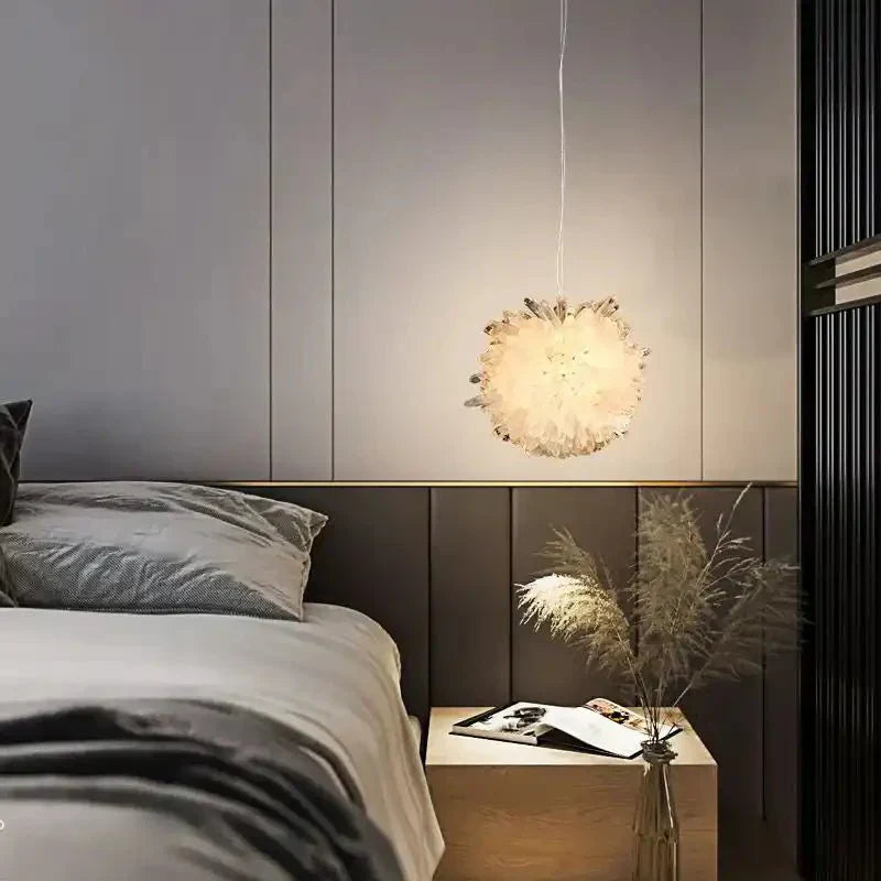 Clear Geode Quartz Crystal Ball Modern Pendant Light - Joyfuzzy