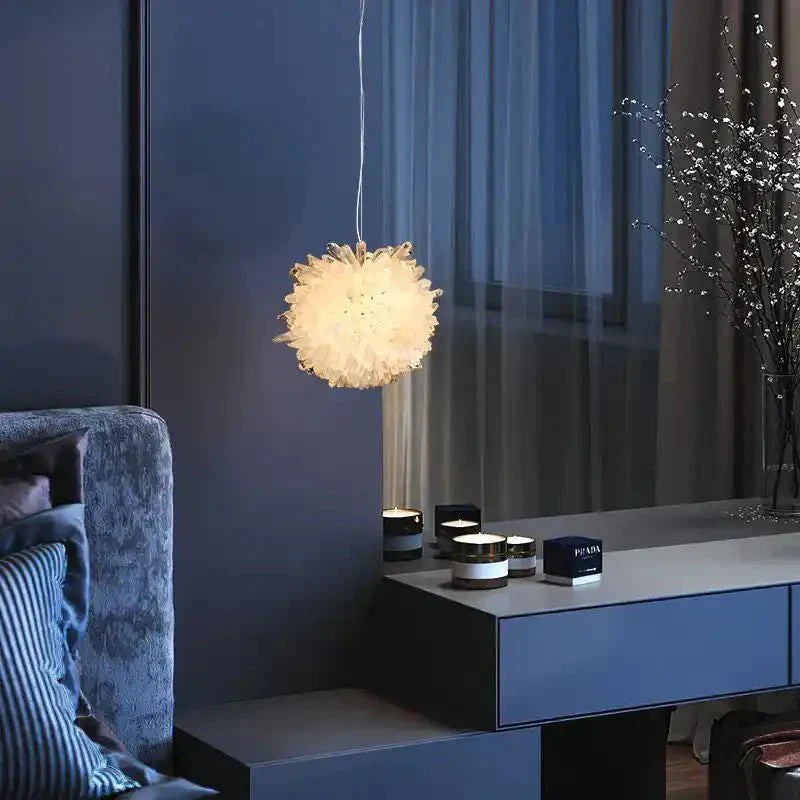 Clear Geode Quartz Crystal Ball Modern Pendant Light - Joyfuzzy
