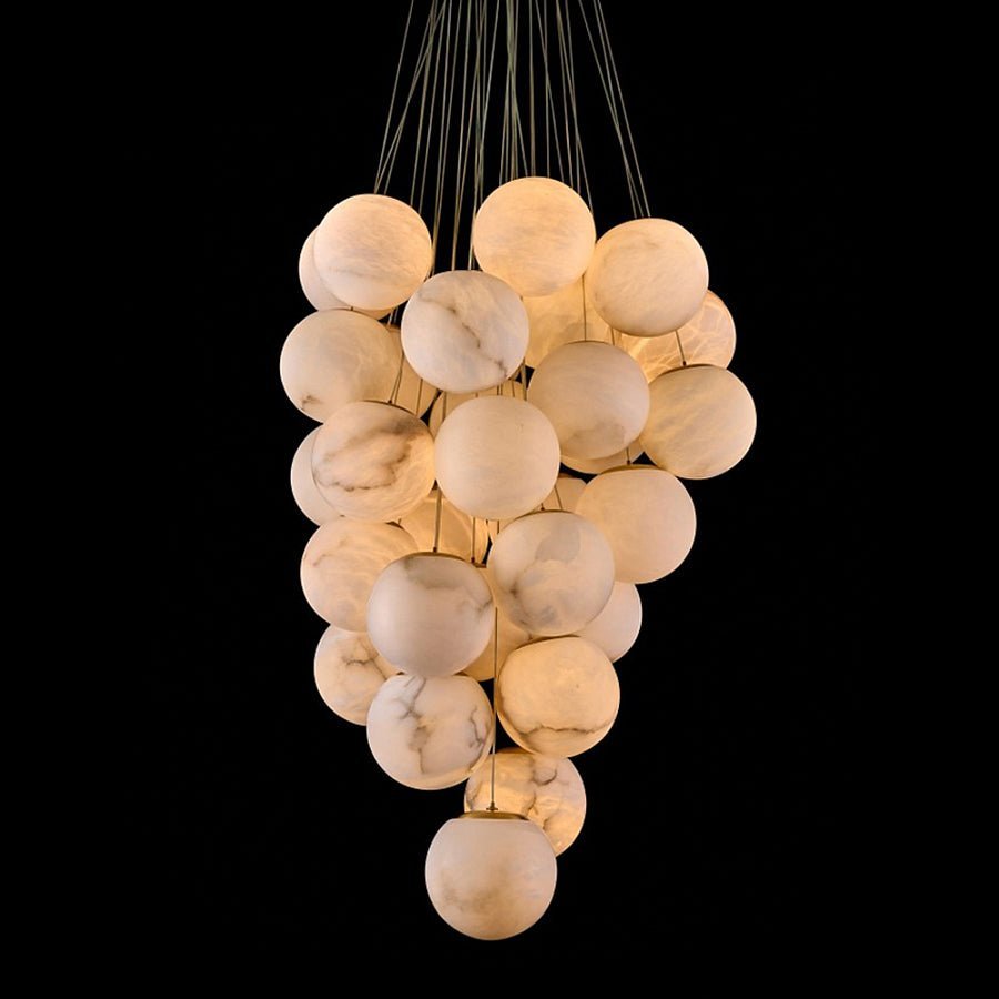 Cluster Alabaster Globe Chandelier - ∅ 39.4″ x H 118.1″Gold & WhiteJoyfuzzy