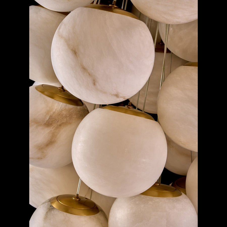 Cluster Alabaster Globe Chandelier - ∅ 39.4″ x H 118.1″Gold & WhiteJoyfuzzy