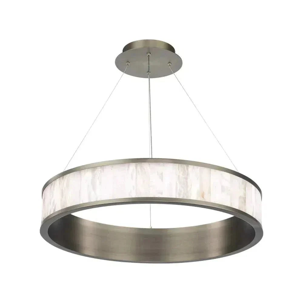 Coliseo Alabaster 28in LED Round Chandelier - Antique NickelJoyfuzzy
