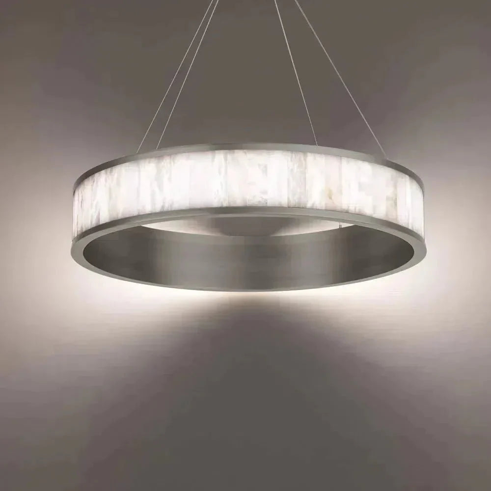 Coliseo Alabaster 28in LED Round Chandelier - Antique NickelJoyfuzzy