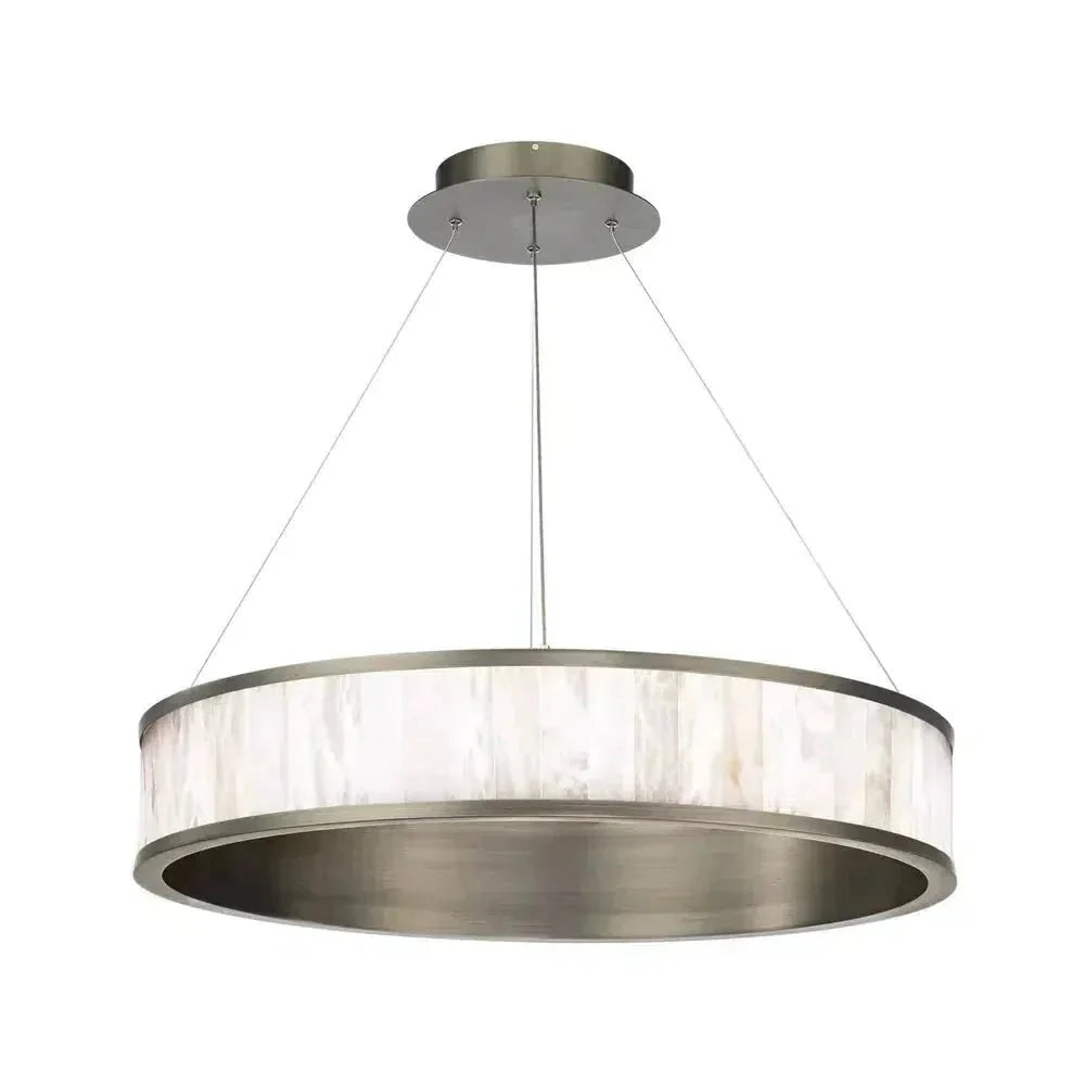 Coliseo Alabaster 28in LED Round Chandelier - Antique NickelJoyfuzzy