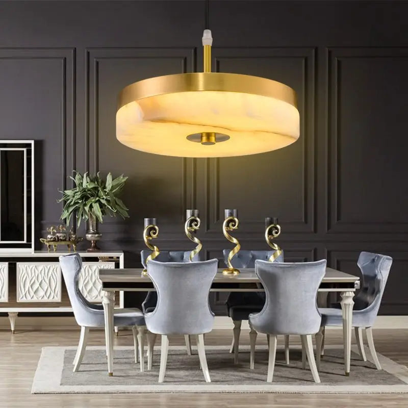 Alabaster Round Pendant Lights Living Room 9.84"D*1.97"H Pendant [product_tags] Fabtiko