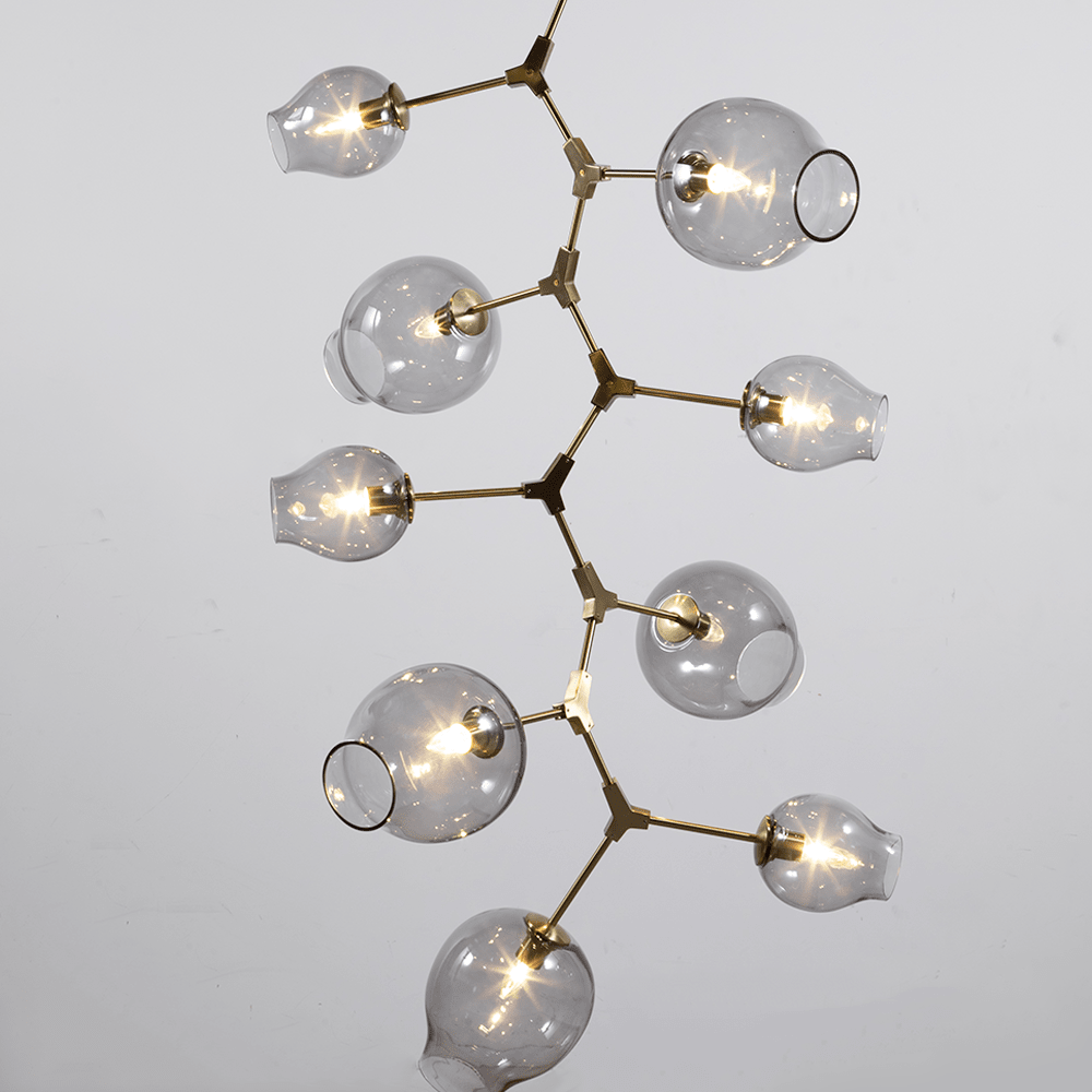 Covington Drop Globe Branching Bubble Chandelier 38'' - Smoke GlassBrassJoyfuzzy