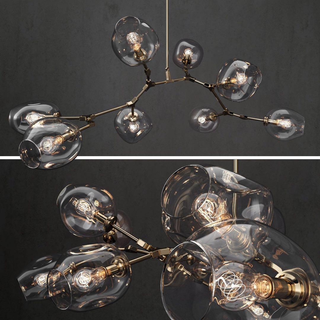 Covington Horizontal Globe Branching Bubble Chandelier - 5 - LightBrassJoyfuzzy