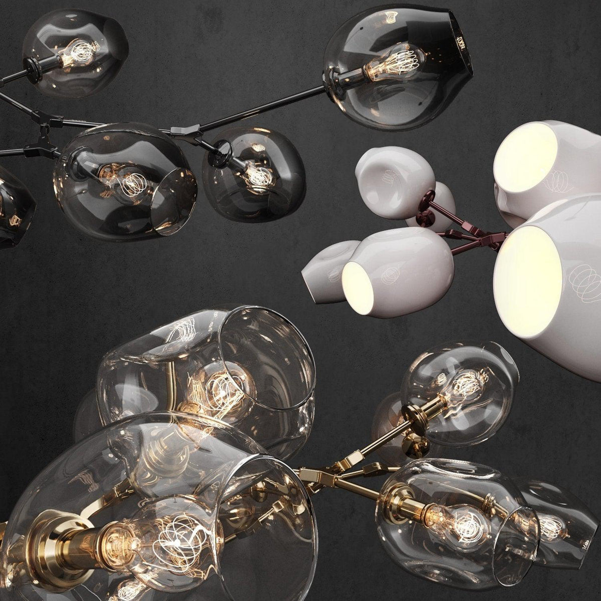 Covington Horizontal Globe Branching Bubble Chandelier - 5 - LightBrassJoyfuzzy