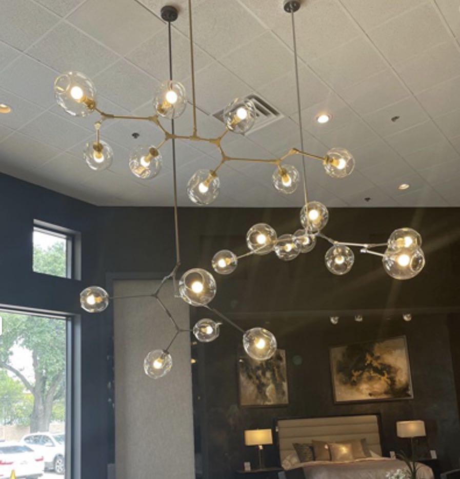 Covington Horizontal Globe Branching Bubble Chandelier - 5 - LightBrassJoyfuzzy