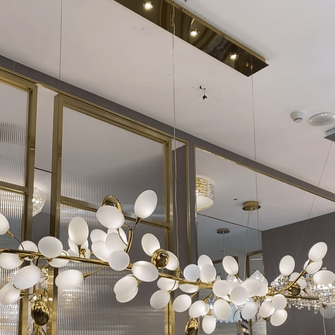 Creative Art Grape Chandelier Pure White Nordic Ring and Linear Design for Living Room or Dining Room - Linear/L47.2"*H118.1"Warm LightJoyfuzzy