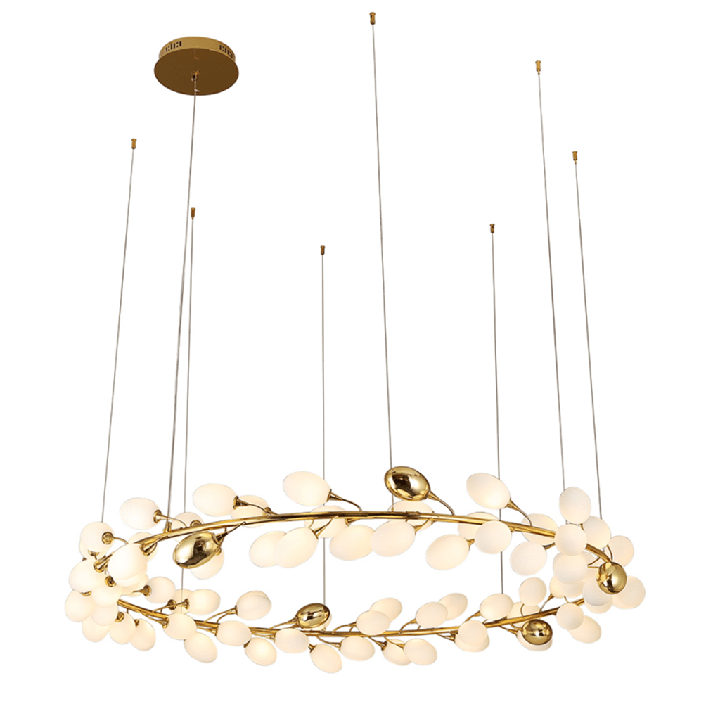 Creative Art Grape Chandelier Pure White Nordic Ring and Linear Design for Living Room or Dining Room - Linear/L47.2"*H118.1"Warm LightJoyfuzzy