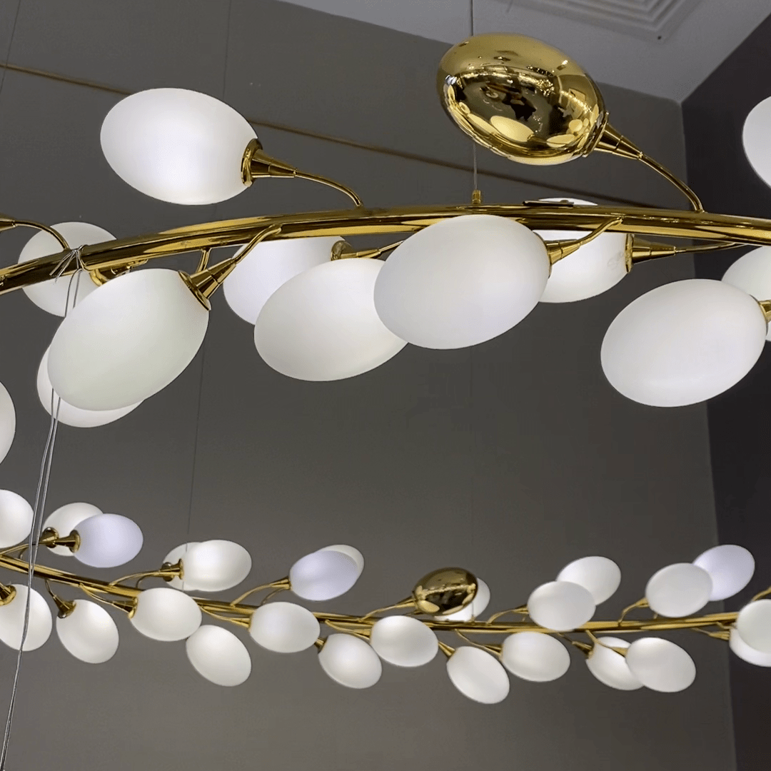 Creative Art Grape Chandelier Pure White Nordic Ring and Linear Design for Living Room or Dining Room - Linear/L47.2"*H118.1"Warm LightJoyfuzzy